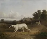 Edmund Bristow, Pointers in a landscape, oil on canvas