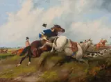 The Hunt by English School 19th century, one bearing signature 'Alken' (lower right) oil on canvas, sold Oct 2017