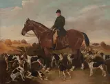 The hunt, master with hounds by English School 19th century, oil on canvas, sold Oct 2017