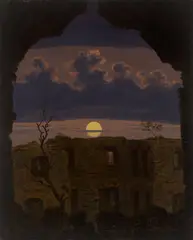 Dresden, um 1820, Ruine im Mondlicht, Öl auf Leinwand