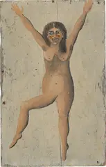 Adalbert Trillhaase, Nackte tanzende Frau. 1920er-Jahre, Öl auf Holz