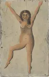 Adalbert Trillhaase, Nackte tanzende Frau. 1920er-Jahre, Öl auf Holz