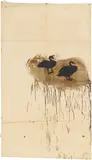 Norbert Schwontkowski, Enten, 1984, Acryl, Papiercollage, Bleistift und Tesafilm auf vom Künstler recyceltem Industriepapierbogen (mehrfach gefaltet)