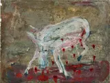 Gustav Kluge, Altes Tier wirft sein Blut ab, 1988, Öl und Mischtechnik auf Leinwand
