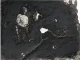 Arnulf Rainer, Selbstauslöschung, 1975, Ölkreide, Tusche, Grafit und Kugelschreiber über gerissener und collagierter Schwarz-Weiß-Fotografie