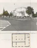 Christo, Verpackte Kunsthalle Bern, Projekt, 1972, 4-teilig: Farbserigrafie auf festem Papier, Photographie, Stoff, Bindfaden und Transparentpapier