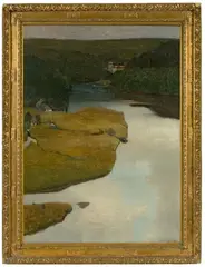Hans Licht, Das Muldethal gegen Abend, 1901, Öl auf Leinwand