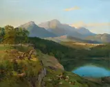 Heinrich Brandes, Blick auf den Untersberg im Berchtesgadener Land, Öl auf Leinwand. Doubliert