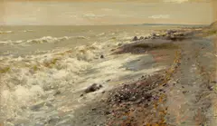 Walter Moras, Der Strand bei Sassnitz (Rügen), 1900, Öl auf Papier, auf Pappe aufgezogen