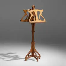 Eugène Gaillard, Double music stand, c. 1900, pearwood, lemonwood, patinated brass