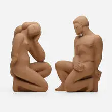 Rare nude figures by Waylande Gregory, c. 1930, terracotta, sold Sep 2022