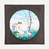 Joseph-Victor Ranvier for Théodore Deck, Exhibition plaque, 1867, glazed porcelain, original Aesthetic Movement frame