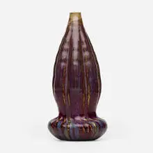 Ribbed gourd vase by Pierre-Adrien Dalpayrat, c. 1900, oxblood-glazed stoneware, sold Sep 2022