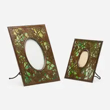 Grapevine frames, set of two by Tiffany Studios, c. 1910, patinated bronze, Favrile glass, sold Sep 2022