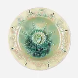 Rare bowl with mask by Edward Gardner Lewis for University City, 1911, crystalline-glazed porcelain, sold Sep 2022