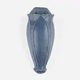 Rare wall pocket with leaves by Grueby Faience Company, 1899-1910, glazed earthenware, sold Sep 2022