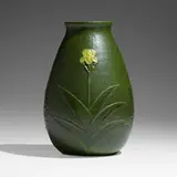 Grueby Faience Company, Fine and Large vase with irises