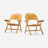Achille Castiglioni, Ginevra folding armchairs, pair, 1979, beech