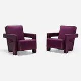Gerrit Rietveld, Utrecht lounge chairs, pair, upholstery