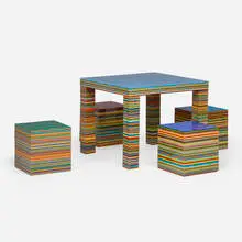 Maider López Sáenz, Mesa y bancos, 2005, methacrylate