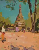 Village Scene, Tuangdwingyi by Gerald Festus Kelly Ra, sold Jun 2017