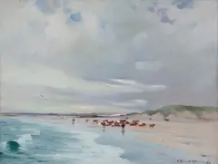 Rgi Robert Russell MacNee, Cattle on the Shore, possibly Tiree