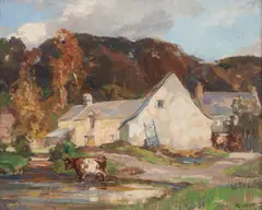 Robert Hope Rsa, Cattle before a cottage