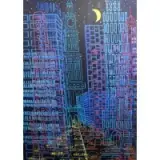 Roz Tanzman, Gretels Moon looking uptown, Oil on canvas, signed and dated 1986