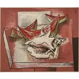 Guy Maccoy, Still Life with Watermelon and Shell, Oil on board