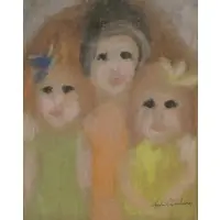 Sybil Gibson, Untitled, Watercolor of 3 figures, signed