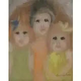 Sybil Gibson, Untitled, Watercolor of 3 figures, signed