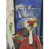 Ships at the window by Carlos J Hahn, Oil on board, signed, sold Sep 2026