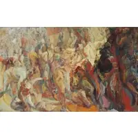 Anthony Toney, The Game, Large oil on canvas signed and dated '64