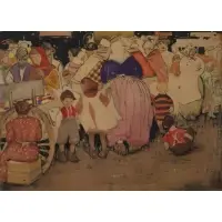 Nell (NY 1881-1960) European Market Scenes by Antonia, Gouache on paper, signed lower right, sold Sep 2026
