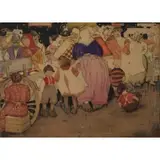 Antonia, Nell (NY 1881-1960) European Market Scenes, Gouache on paper, signed lower right