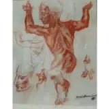 Pietro Annigoni, Untitled, Red chalk drawing (Homage to Michelangelo’s Libyan Sibyl)