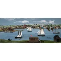 Eveline Roberge, Untitled, Primitive style, oil on board seascape