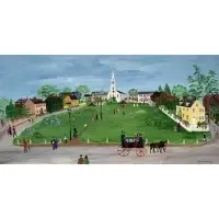 Eveline Roberge, Untitled, Primitive Style Oil On Board Town Square