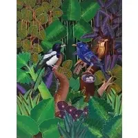 Alix George Calixtes, Birds, Oil on board, signed