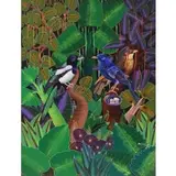 Alix George Calixtes, Birds, Oil on board, signed