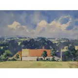 Geoff Marsters, Suffolk Landscape, Watercolor on paper, initialed