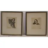 Leonard Baskin, Untitled, 2 framed lithographs