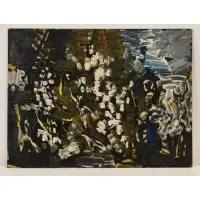 Irving Lehman, Untitled, Abstract, oil on board with gallery label verso