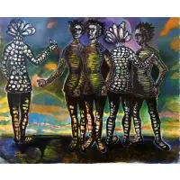 Irving Lehman, ALIENS, Oil on canvas, signed