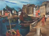 Rudolf Jacobi, Hafenszene Bretagne, 1927, Öl auf Leinwand