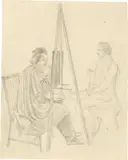 Carl Julius Milde, Erwin Speckter malt Ferdinand Mutzenbecher, Um 1833, Bleistift auf Papier