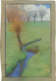 Max Pietschmann, Wiese mit Weide an einem Bach. 1904 (?)