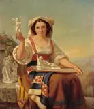 Carl Huth, Italienische Amoretten-Verkäuferin, 1858, Öl auf Leinwand