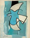 Georges Braque, L'oiseau bleu et gris, 1962, Farblithographie auf Velin
