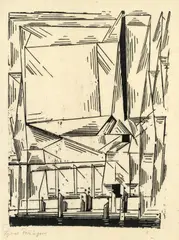 Gelmeroda by Lyonel Feininger, 1920, Holzschnitt auf dünnem Japanbütten, sold Nov 2008